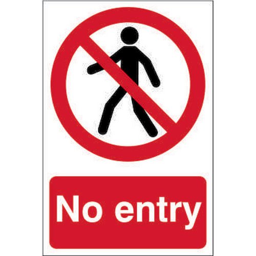 Self adhesive semi-rigid PVC No Entry Sign (200 x 300mm). Easy to fix  simply peel off the backing a