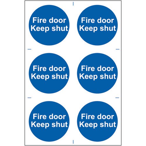 Self adhesive semi-rigid PVC Fire Door Keep Shut Sign (200 x 300mm). Easy to fix peel off the backi
