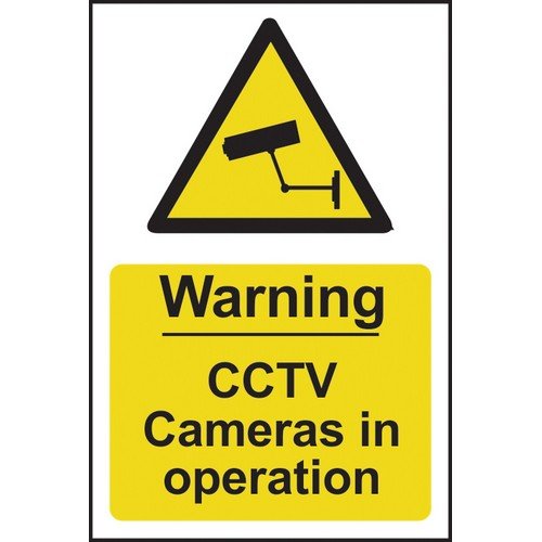 Warning CCTV In Operation sign (148 x 210mm). Manufactured from strong rigid PVC and is non-adhesive
