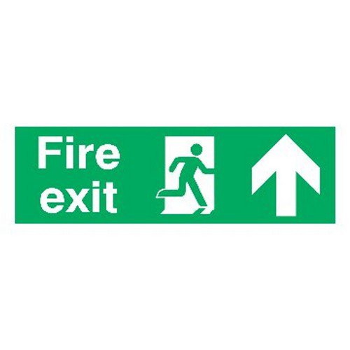 Safety Sign Fire Exit Running Man Arrow Up 150x450mm PVC