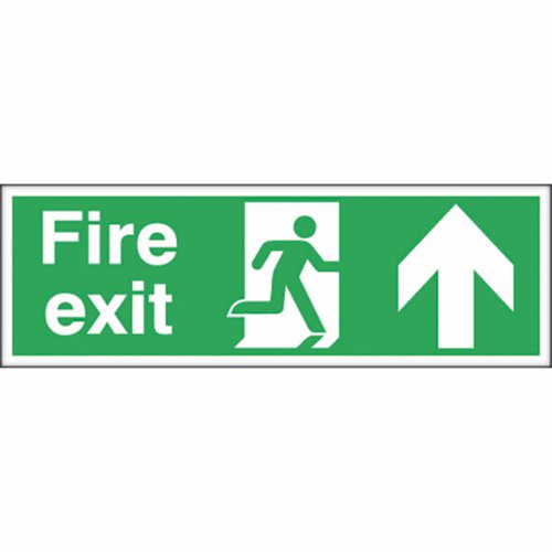 Safety Sign Fire Exit Up 150x450mm SelfAdhesive Fire Safety Signs IB8604