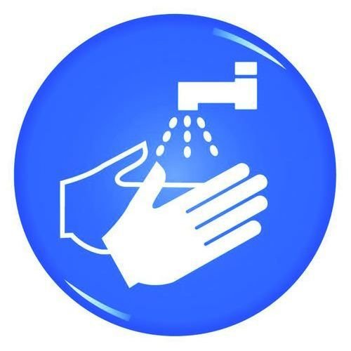 Domed Office Sign 60mm Wash Your Hands Clear Resin