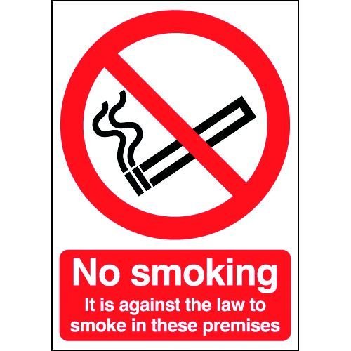 No Smoking 200x148mm A5 Self-Adhesive Vinyl