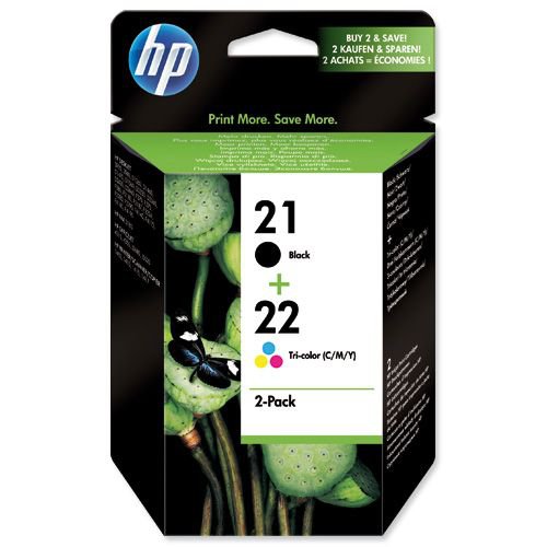 Hewlett Packard No 21/22 Ink Cartridge Black/Colour Pack 2 SD367AE