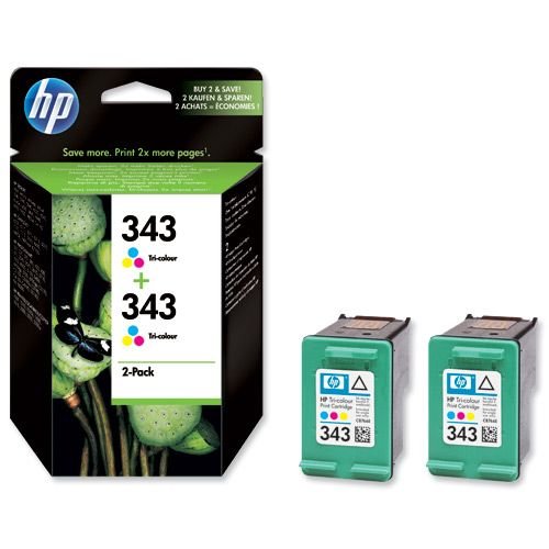 Hewlett Packard 343 InkJet Vivera Tri-colour Pack 2 CB332EE