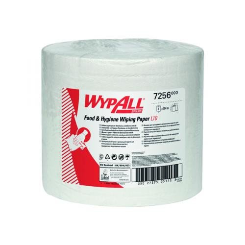 WypAll L10 Food & Hygiene Wiping Paper 6222 - 1 Ply Dry Cleaning Wipes - 6 White Centrefeed Rolls x 