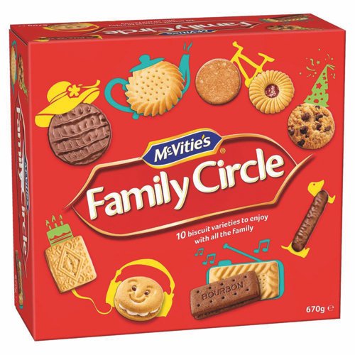 Crawfords Family Circle Biscuits Re-sealable Box 10 Varieties 855g Assorted