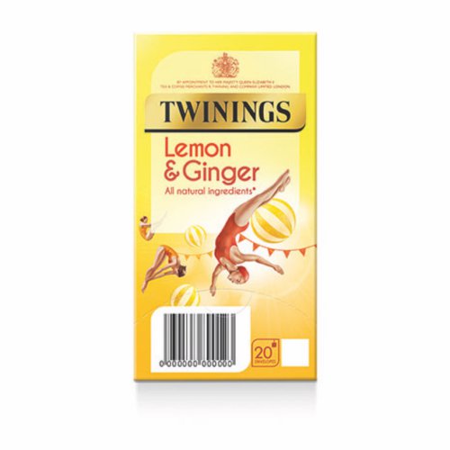 Twinings Infusion Tea Bags Individually Wrapped Lemon and Ginger Pack 20