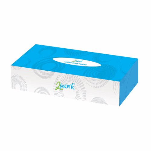 2work Facial Tissue Cream Box 100 Tissues Per Box Pack 36