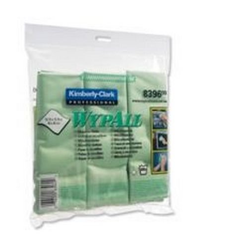 Wypall Microfibre Cleaning Cloths for Dry or Damp Multisurface Use Green Pack 6