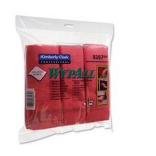 Wypall Microfibre Cleaning Cloths for Dry or Damp Multisurface Use Red Pack 6