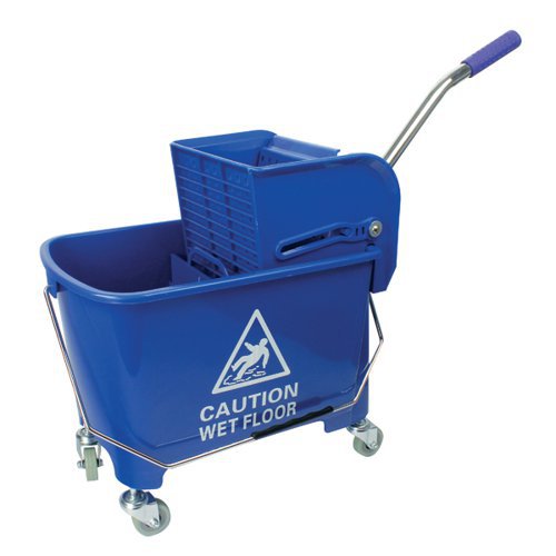 Charles Bentley Mop Bucket Mobile Colour-Coded with Handle 4 Castors 20 Litre Blue