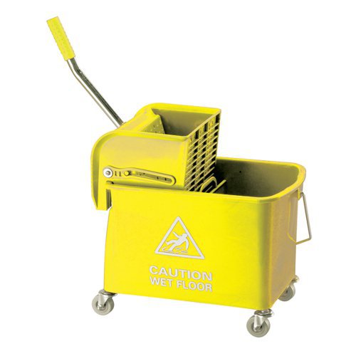 Charles Bentley Mop Bucket Mobile Colour-Coded with Handle 4 Castors 20 Litre Yellow