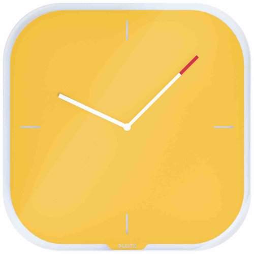 Leitz Cosy Silent Glass Wall Clock Warm Yellow