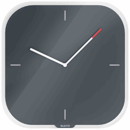 Leitz Cosy Silent Glass Wall Clock Velvet Grey