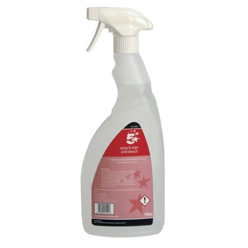 5 Star Facilities Spray and Wipe with Bleach Bactericidal Cleaner 750ml