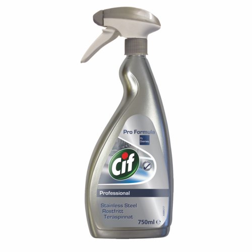 Cif Professional Stainless Steel and Glass Cleaner 750ml Cleaning Fluids JA2784