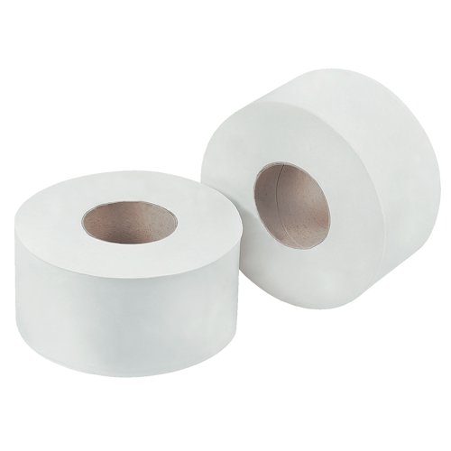 Initiative White 2Ply Mini Jumbo Roll 86mmx150m Pack 12 x 200 Paper Towels JA3369
