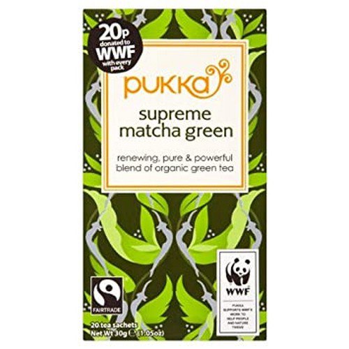 Pukka Supreme Green Matcha Fairtrade WWF Tea (Pack of 20) P5056SE Hot Drinks JA4346