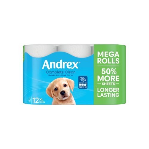 Andrex Complete Clean Mega Toilet Roll 2-Ply 290 Sheets Per Roll (Pack of 12) 4982014