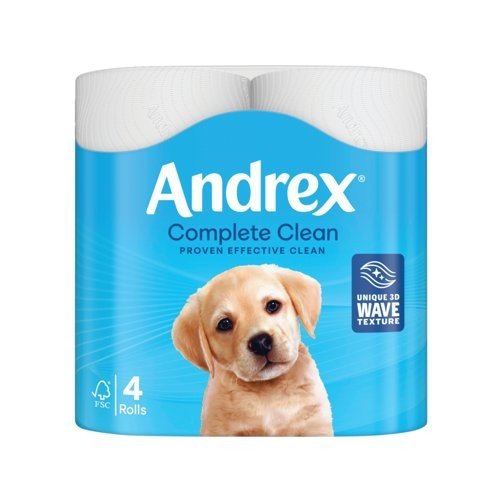 Andrex Complete Clean Toilet Tissue Standard 4x6 Rolls White (Pack of 24) 4480125