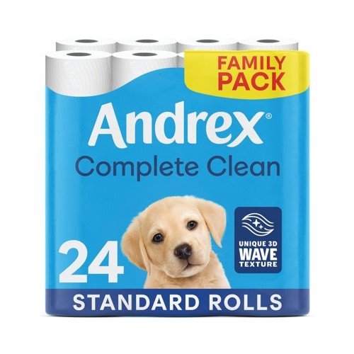 Andrex Complete Clean Toilet Roll 2-Ply 190 Sheets Per Roll (Pack of 24) 4970614