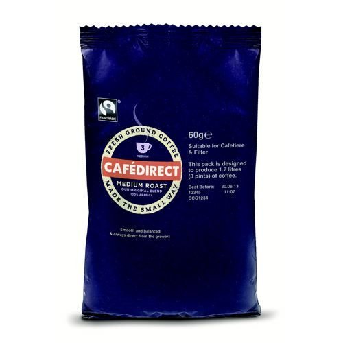 Cafe Direct Medium Roast Coffee 60g 3 Pint Sachet Pack 45