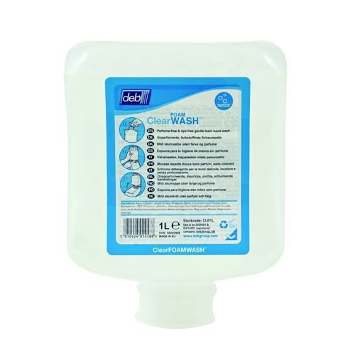 DEB Clear Foam Wash 1 Litre Cartridge Pack of 6 Hand Soap, Creams & Lotions JA5181