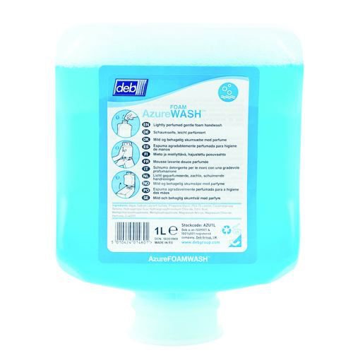 DEB Azure Foam Wash 1 Litre Cartridge Pack of 6 Hand Soap, Creams & Lotions JA5182