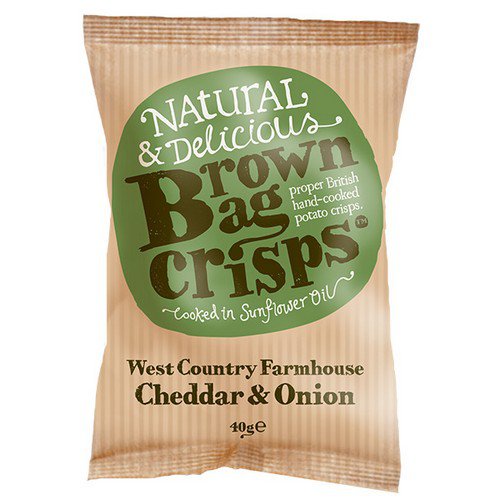 Brown Bag Crisps - West Country Mature Cheddar and Onion - 20x40g