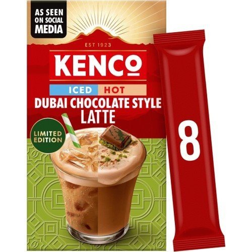 Kenco Dubai Chocolate Latte Instant Iced/Hot Coffee Sachets 19.5g (Pack of 8) - 4008370