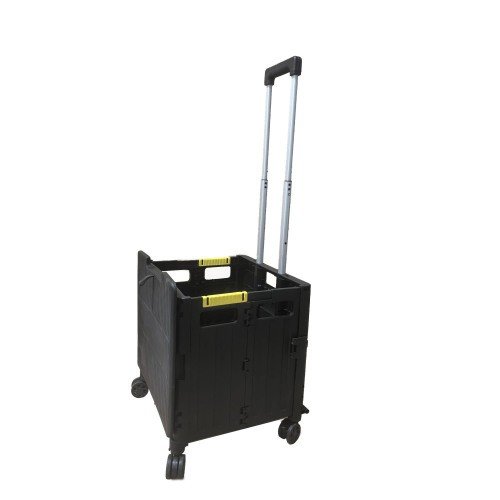 Proplaz Black Folding Box Truck 4 X Swivel Castors Sliding Lid