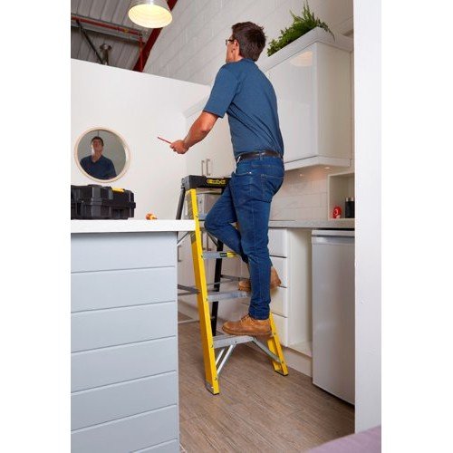 Climb-ItÂ® Glass Fibre Swingback Stepladder; 6 Tread; 150Kg; Yellow/Black