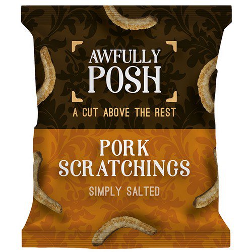 Awfully Posh  Pork Scratchings  Simply Salted - 10x40g