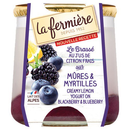 La Fermiere Glass Yoghurt Jar Blackberry & Blueberry6x160g