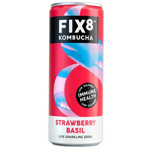 Fix8 Kombucha  Can  Strawberry Basil - 12x250ml Cold Drinks JA8775