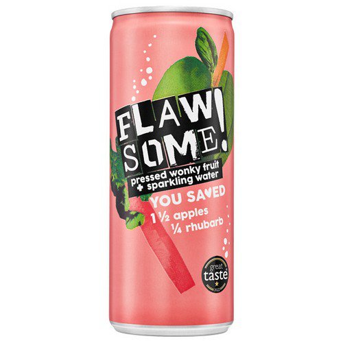 Flawsome Can  Apple & Rhubarb  Lightly Sparkling Juice - 24x250ml Cold Drinks JA8777