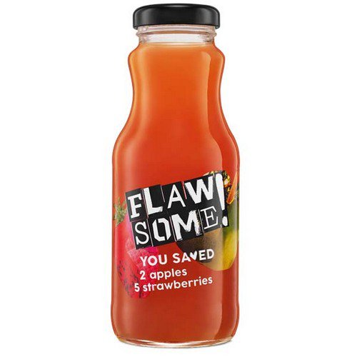 Flawsome!  Glass  Apple & Strawberry - Cold Pressed Juice - 12x250ml