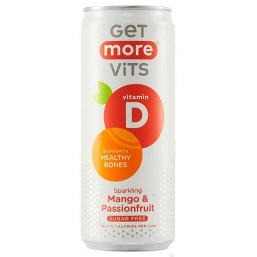 Get More Vit D   Can  Sparkling Mango & Passionfruit - 12x330ml Cold Drinks JA8811