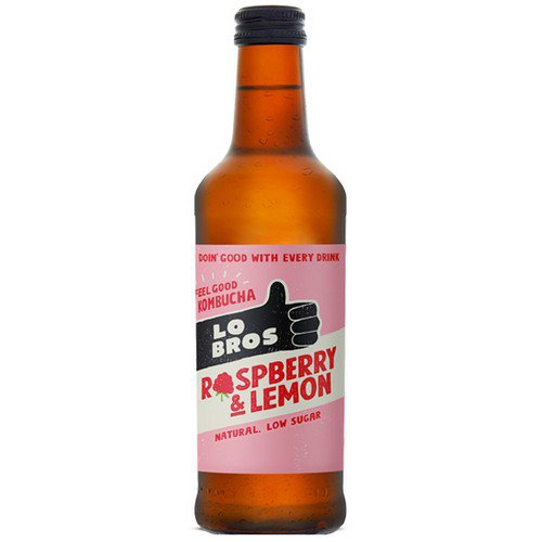 Lo Bros Kombucha Glass Low Sugar Raspberry & Lemon - 12x330ml