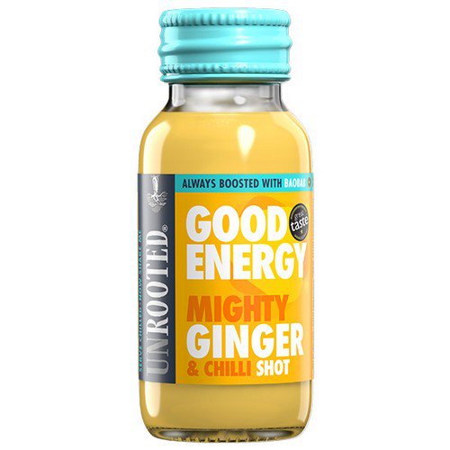 Unrooted Shot  Good Energy  Mighty Ginger & Chilli -12x60ml Glass Cold Drinks JA8931