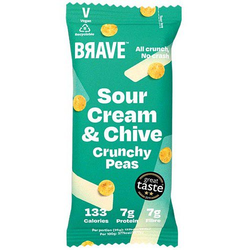 Brave Roasted Peas  Sour Cream & Chive  12x35g Food & Groceries JA9002