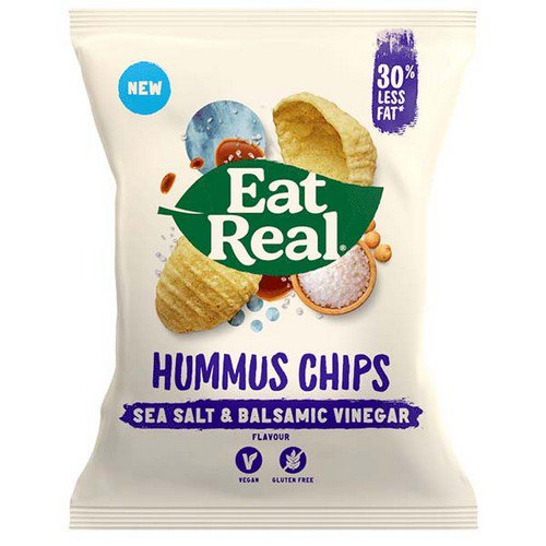 Eat Real  Hummus Chips  Sea Salt & Balsamic Vinegar - 12x45g Food & Groceries JA9193