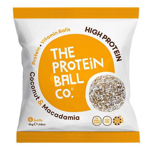 The Protein Ball Co  High Protein  Coconut & Macadamia - Bags - 10x45g