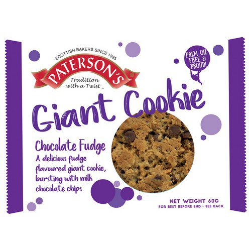 Patersons (Bronte)  Giant Cookies  Choco Fudge - 18x60g Food & Confectionery JA9377