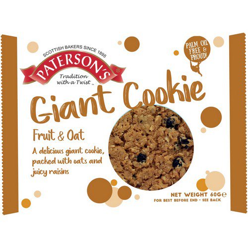 Patersons (Bronte)  Giant Cookies  Fruity Oat - 18x60g Food & Confectionery JA9378