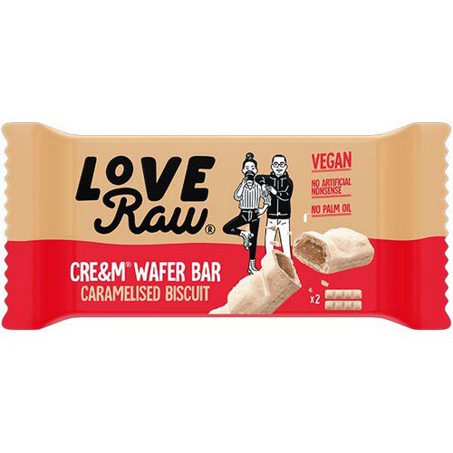 Love Raw  Vegan Cre&m Wafer Bars  Caramelised Biscuit - 12x45g
