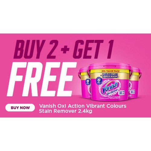 Vanish Oxi Action Stain Remover Powder For Colours 2.4Kg 97915 2 for 1