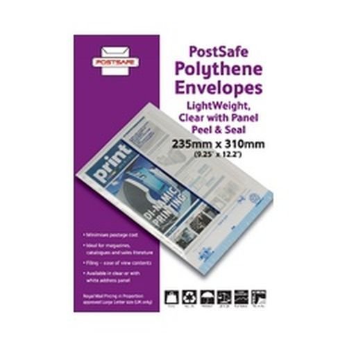 Keepsafe LightWeight Envelope Clear with Panel C4 W235xH310mm Peel and Seal Pack 100