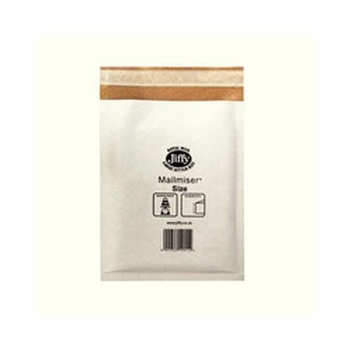 Jiffy Mailmiser Protective Envelopes Bubblelined No.3 White 220x380mm Pack 50 Padded Bags JF2580